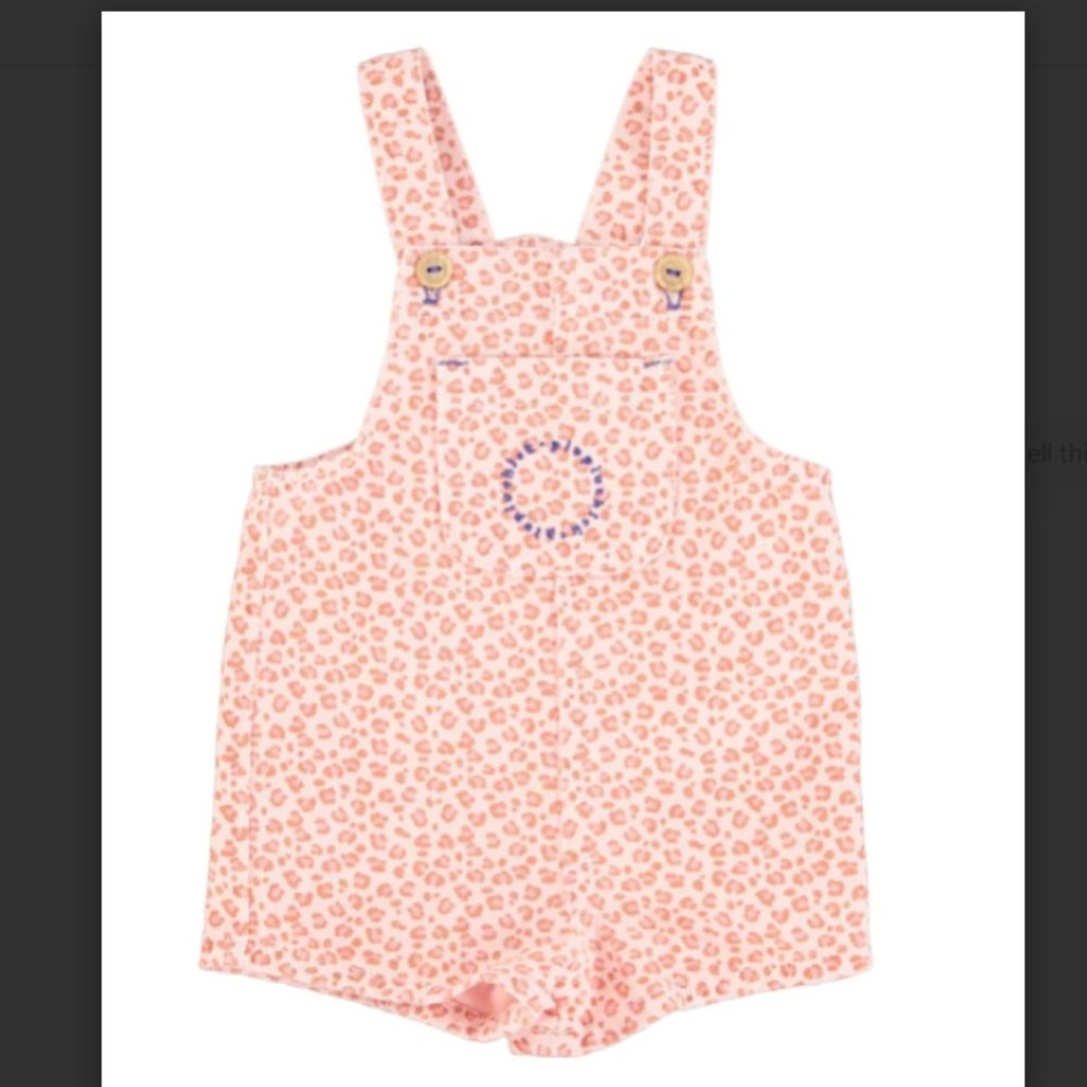 Piupiuchick Light Pink w/ Animal Print Baby Short Dungarees
